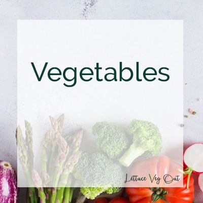 Title image with "vegetables" text and vegetables laid out in the background