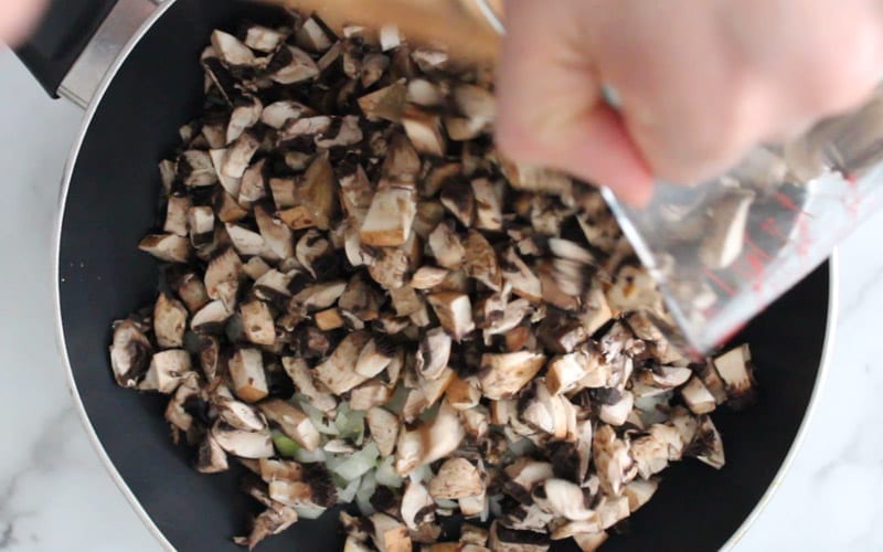 Add mushrooms to frying pan and cook